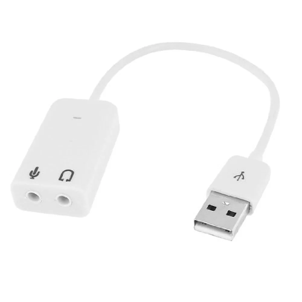 

2015 Hot White 3.5mm Microphone Earphone Socket USB 2.0 Sound Card Speaker Audio Adapter