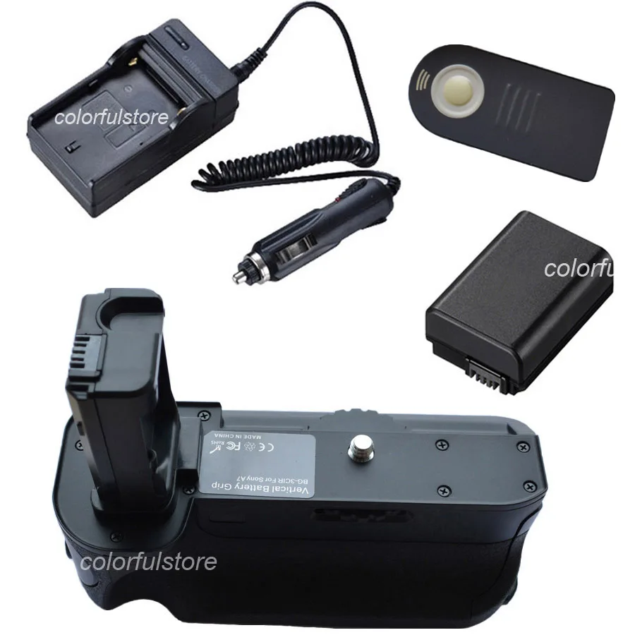 

2Step Vertical Shutter Battery Hand Handle Grip Holder For Sony Alpha A7 as BG-3CIR+IR Remote Control+NP-FW50 NPFW50+Car Charger