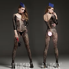 Fashion Sexy Lingerie Lace Black Perspective Sexy Sling Jacquard Long Sleeve Skirt Costume Netting Women Sex Products Hot Gifts