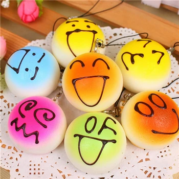 

1PC 4CM Random Kawaii Expression Bun Face Bread Soft Buns Scented Phone Straps Pendant For Bags Decoration