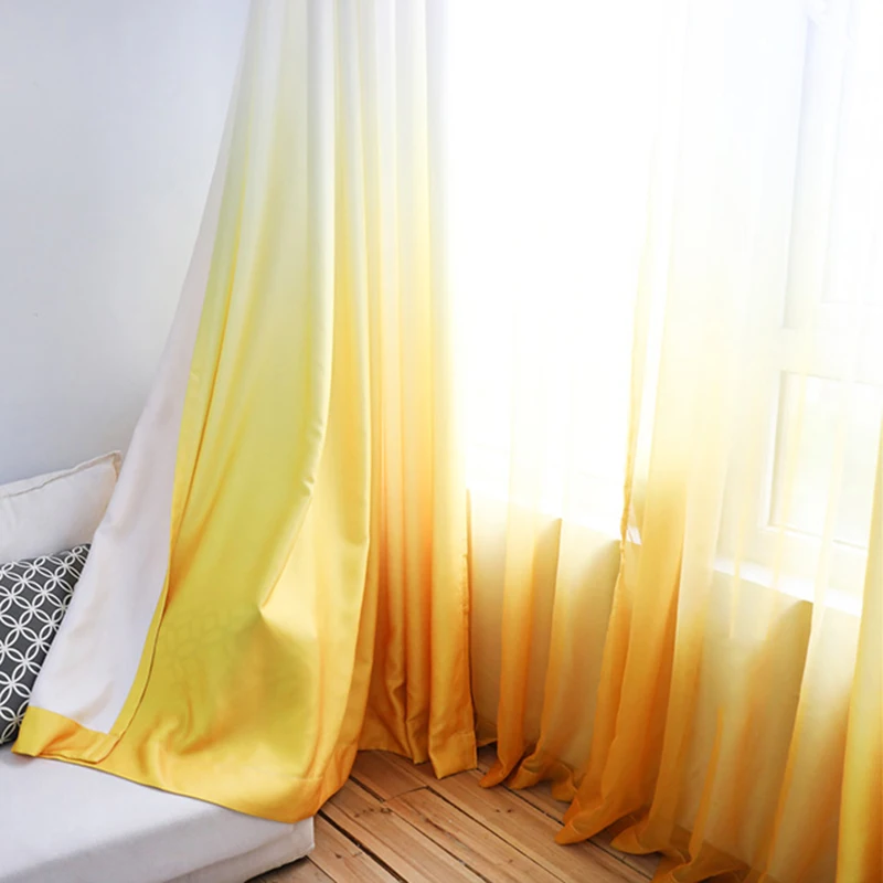 Оранжевая-желтая прозрачная занавеска с градиентом, декоративная панель, плотные занавески для гостиной, спальни, оконные тюли для кухни