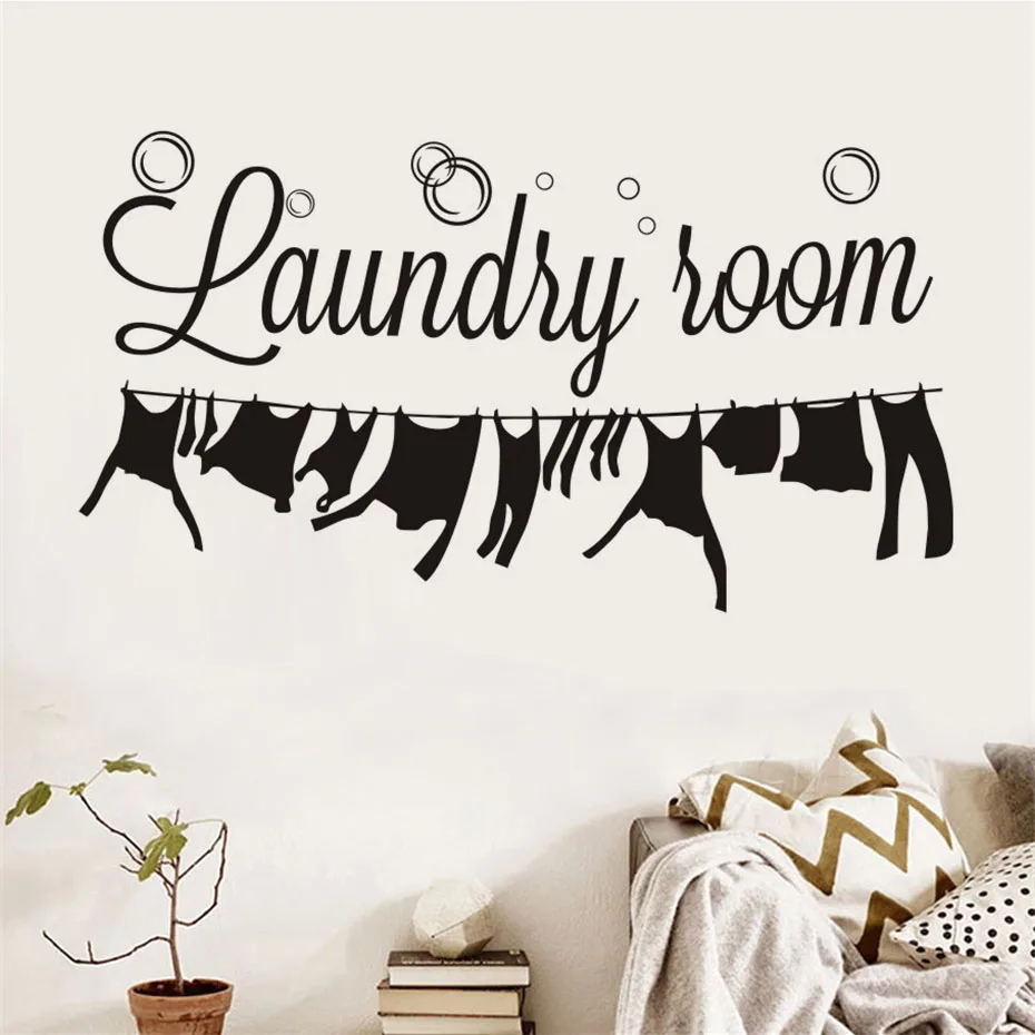 

Laundry Room Home Decals Wall Sticker Removable Vinyl Self Adhesive Bathroom Stickers Art For Baby Nursery Kids Rooms Mural