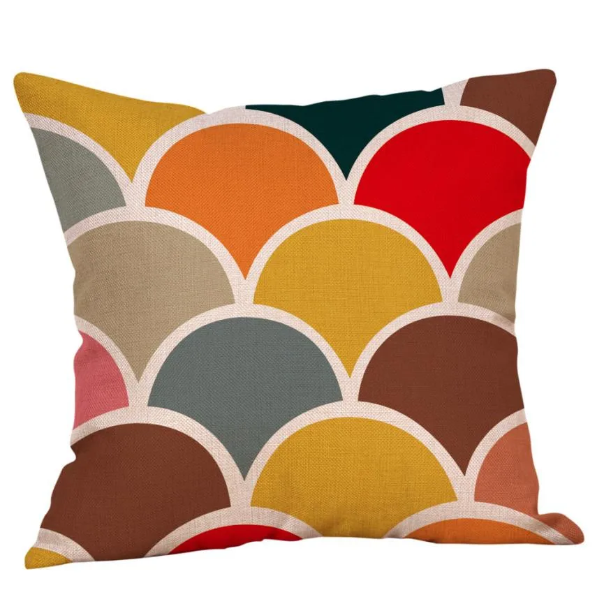 

ISHOWTIENDA 2018 High Quality Mustard Pillow Case Colorful Geometric Fall Autumn Cushion Cover Decorative