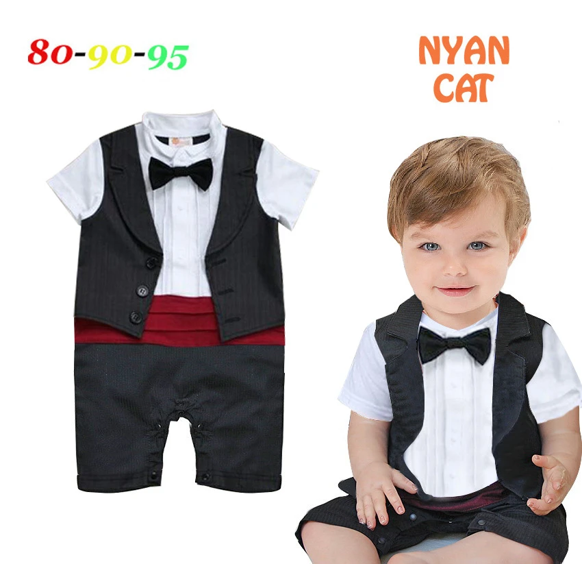 Mamelucos del bebé nuevo muchacho del verano de manga corta chaleco del recién nacido ropa bebe caballero mono con corbata de lazo negro|jumpsuit pictures|jumpsuit blackclothes build a bear - AliExpress