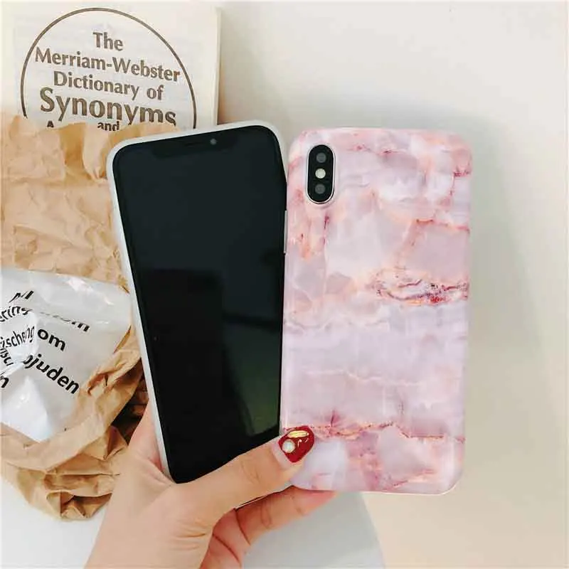 Фиолетовый коралловый Мрамор для iPhone Case X 7 8 большие блестящие модные мягкие ТПУ