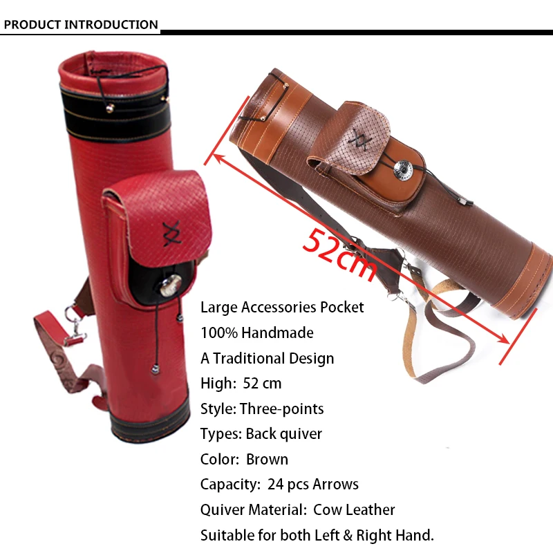 Tiro com Arco Tradicional de Couro Ombro para trás Titular Bolsa de Caça Real Flecha Aljava Arco Couro Genuíno Pesqueiro Engrenagem 15 Cheap Arco e flecha