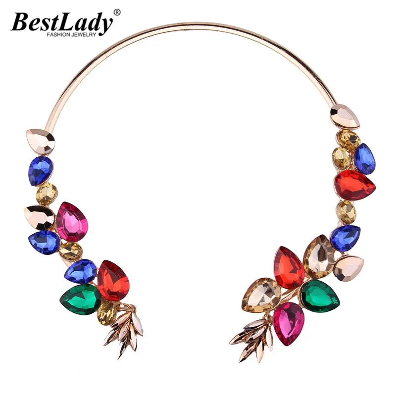 

Best lady Hot Crystal Cheap Chokers 2016 New Brand Boho Facebook Collar Luxury Multicolored Maxi Statement Necklace Women 3963