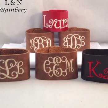

2020 Hot Selling Monogram PU Leather Bracelet Pulseras 2 Row Multicolor Leather Cuff Bracelet For Kids Women Men