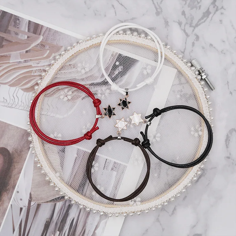 New arrival Paired Bracelets for Women and Men Couple Bracelets Black and White Rope Chain Fashion Stars Charm Bracelet New arrival Paired Bracelets for Women and Men Couple Bracelets Black and White Rope Chain Fashion Stars Charm Bracelet