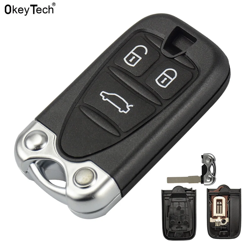 

OkeyTech 3 Button Remote Control Housing Car Key Shell for ALFA ROMEO 159 Brera 156 Spider Smart Key With battery clip and blade