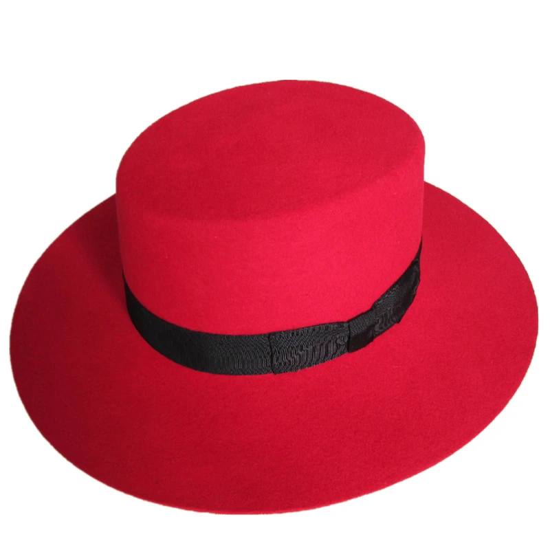 red boater hat