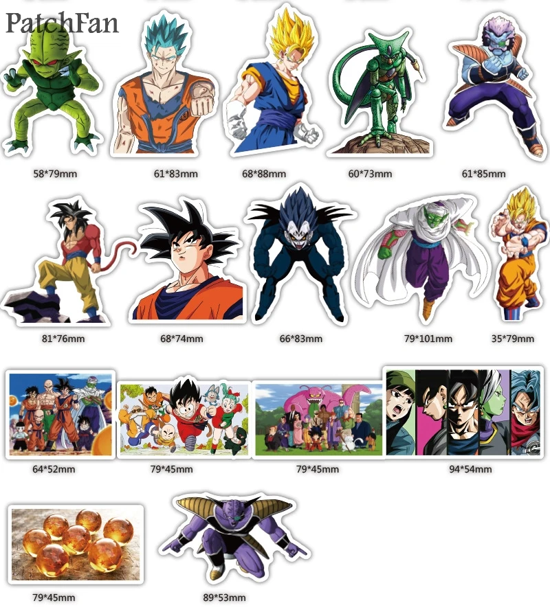 A0487 patchfan, 36 шт/партия Dragon ball Z Сон Гоку наклейки для вечерние подарок Творческие значки декоративные настольные лампы для DIY(сделай сам) стены блокнот чехол для телефона