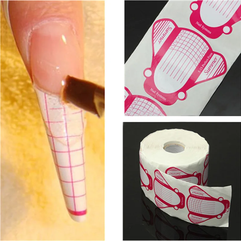 500Pcs roll Professional Nail Form Sticker UV Gel Nail Art Tip Extension Guide Tools for Salon