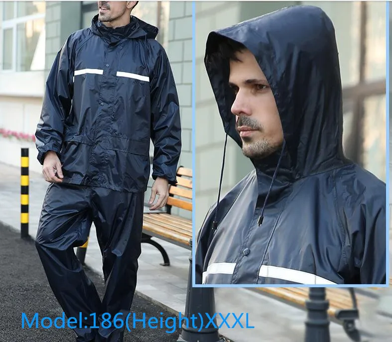 1.New Impermeable Raincoat Adult Jacket Pants Set Unisex Rain Poncho Thicker Police Rain Gear Motorcycle Rainsuit men's rain jacket