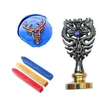 Индивидуальная восковая печать комплект печатей олень Геометрические линии Металл Дракон ручка Подарочный винный набор посылка Свадебные Приглашения печать штамп