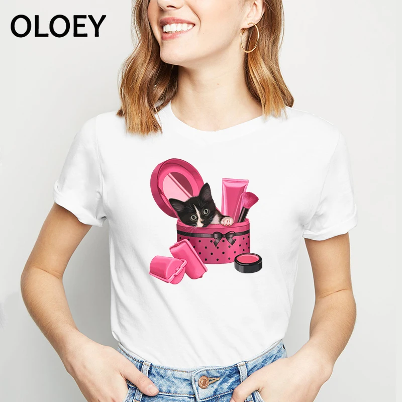 

3D Cat Print Women T-Shirt Casual Harajuku T shirt Summer Short sleeve Casual Round neck Women Tee Shirt Tops Camisetas Mujer