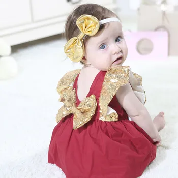 

Summer Infant Baby Girls Sequin Bowknot Wedding Party Romper Princess Dress Baby Girl Holiday Lovely Comfortable Party Dress