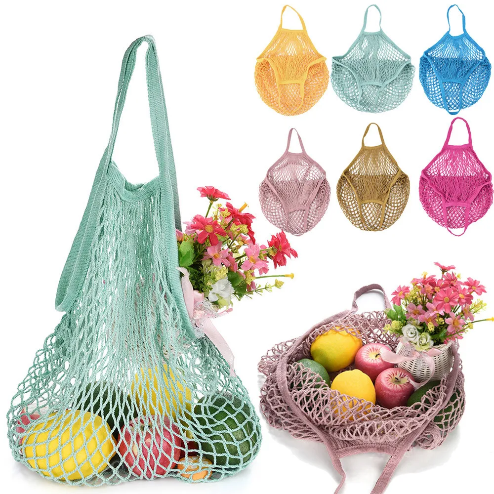 

1PC Mesh Net Turtle Bag Shopping Bag Reusable Fruit Vegetable Storage Handbag Totes Foldable rangement cuisine organisateur