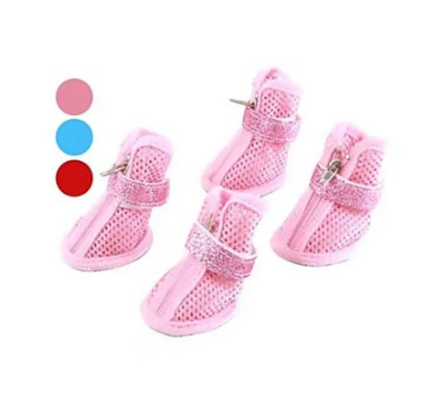Glitter Mesh Style Nylon fastener tape pet boots dog boots small dog