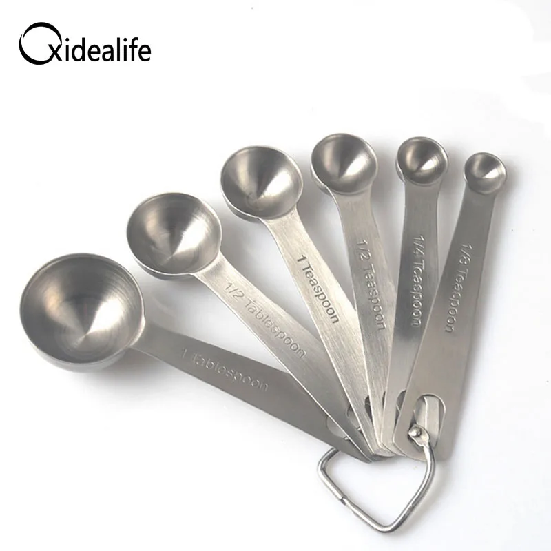 6pcs/set Stainless Steel Measuring Spoons Tea Coffee Measure Kitchen