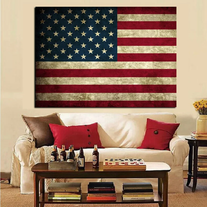 HD tiskové vlastenecké 4.července Americká vlajka Obrazová malba na plátně Moderní stěna Pop Art Obraz pro obývací pokoj Home Decor Plakát