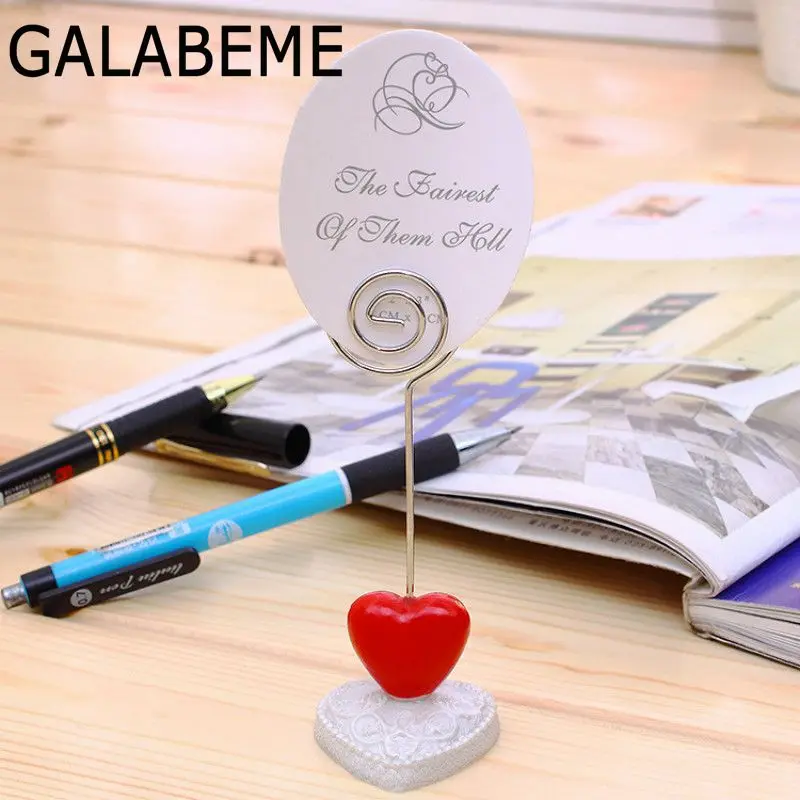 Galabeme 6PC Heart Wedding Place Card Holder Christmas Party Table Card