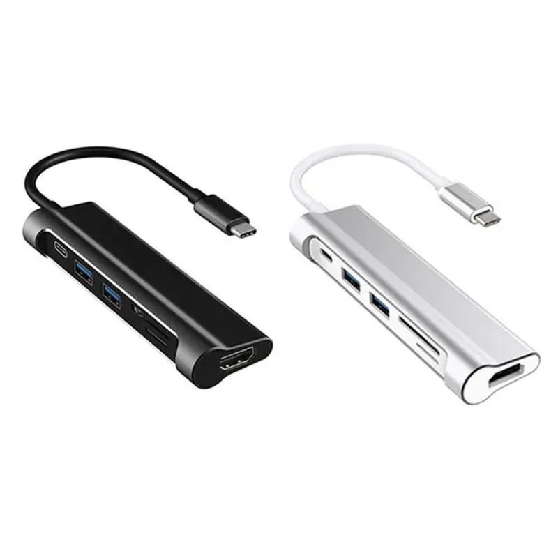 

ALLOYSEED USB3.1 Type-C To USB3.0 2 Ports 4K Video HDMI SD/TF Card Reader Type-C Multiport Adapter USB HUB Splitter For MacBook