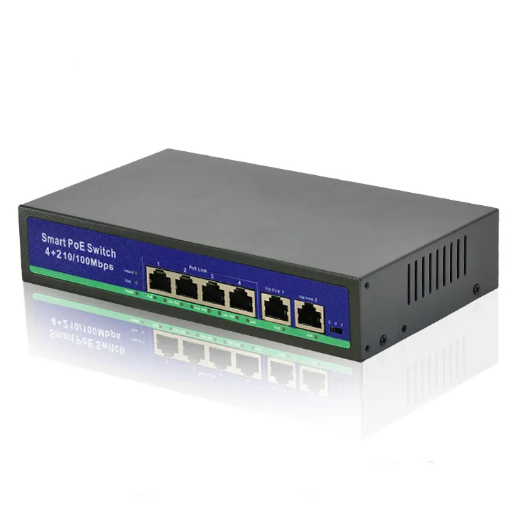 Стандартный встроенный 6 портовый коммутатор POE 250 метров ethernet Коммутатор