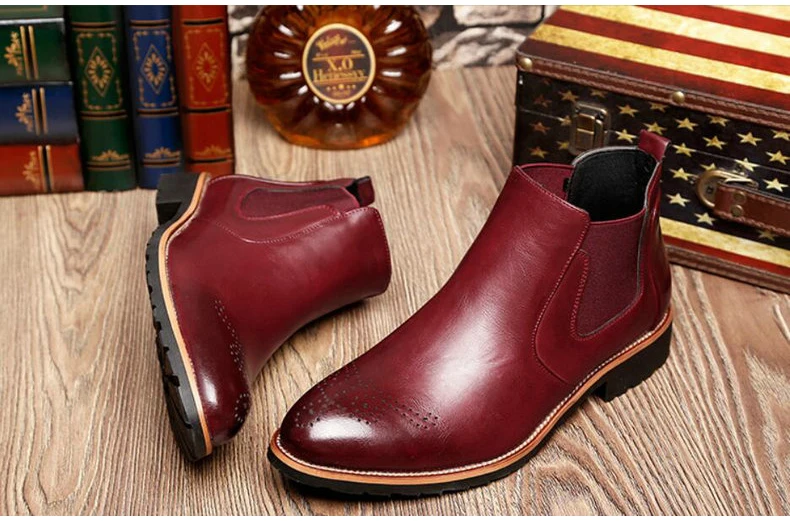Men's Boots' Casual Round Toe Ankle Chelsea Boots Men Leather Men Winter Shoes hot 2018 Winter Shoes Mens Warmful Snow Boot Mens (13)