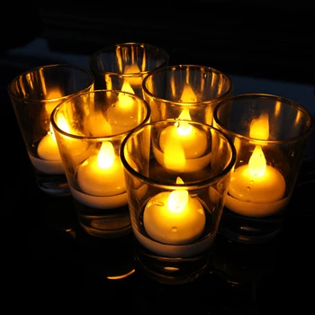 

12PCS/Pack Floating LED Candle Tea Light Tealight Lamp Candles Pool Wedding Birthday Decoration Flameless Battery Include Candle