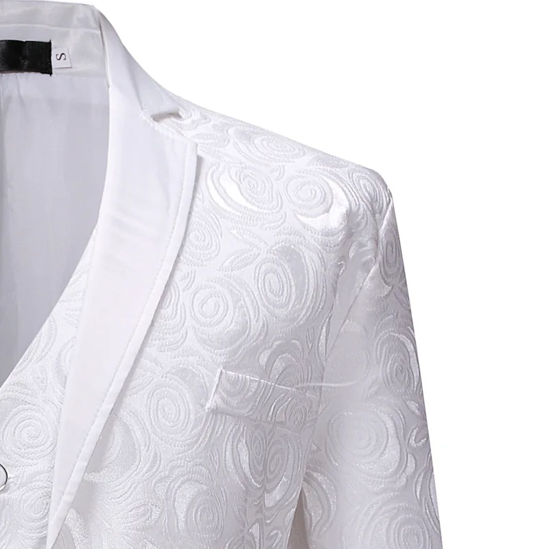 3 шт белые жаккардовые свадебные костюмы для мужчин брендовый костюм с двумя пуговицами мужской костюм для мужчин(пиджак брюки жилет) Terno