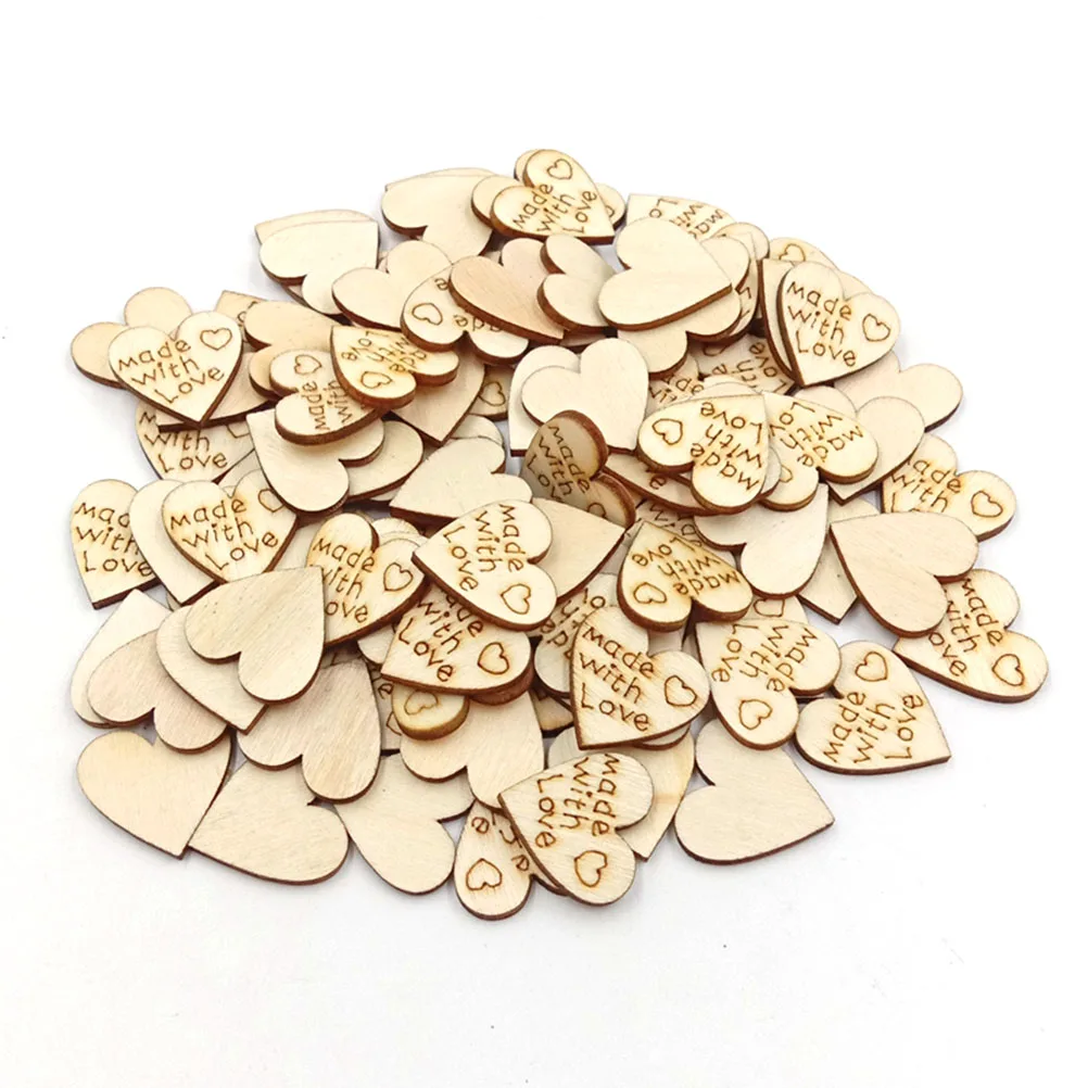 

100pcs 20mm Wooden Love Hearts Embellishments Handmade Wood Slices Confetti DIY Craft Wedding Gift Favors Table Scatter Party