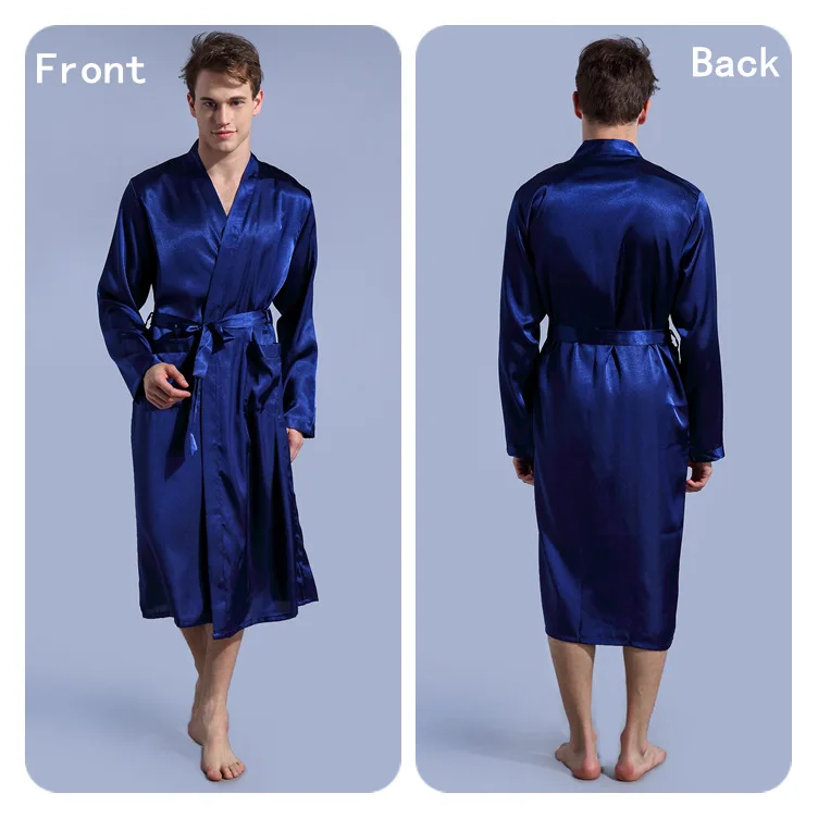 Для мужчин Одноцветный халат тонкий Улучшенная кардиган свободные плюс размеры с длинным рукавом Весна и осень ночь халат