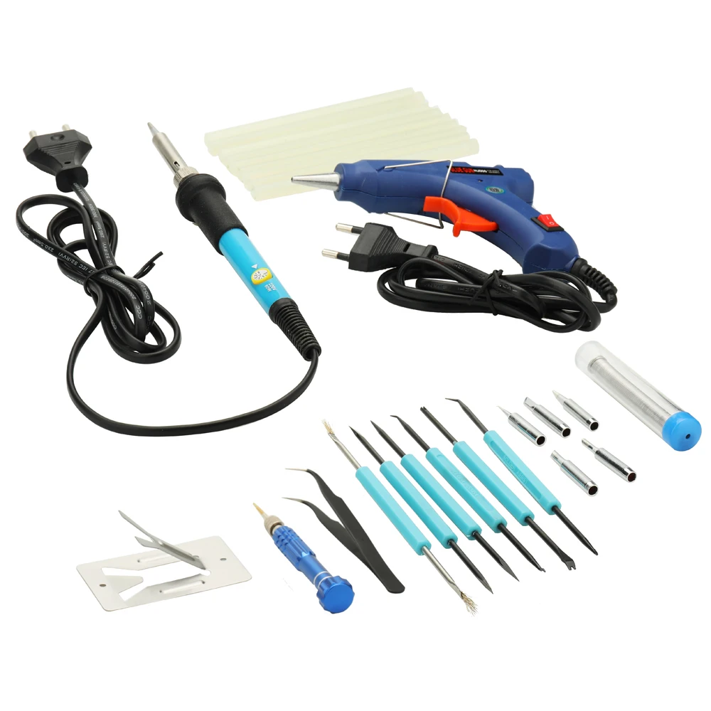 

EU Plug 220V 60W Soldering Iron Welding Set Screwdriver Glue Machine Welding Tool Kit+hot glue gun+glue stick Welding Tool Kit
