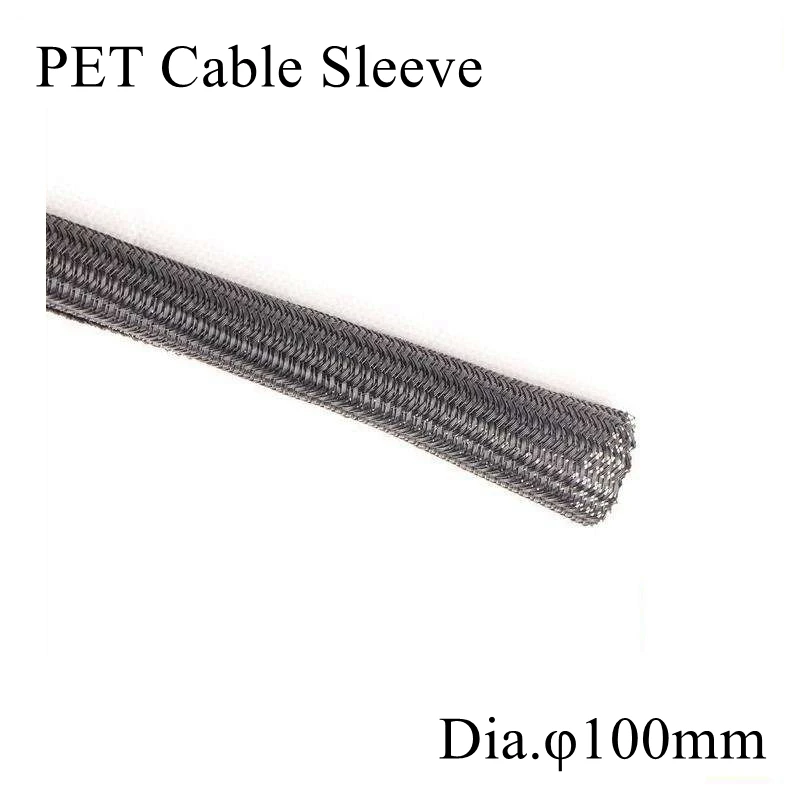 

100mm Black Braided Expandable Cable Sleeve Tight PET Nylon High Density Wire Sleeve Sheathing PC Cable Organizer Protection