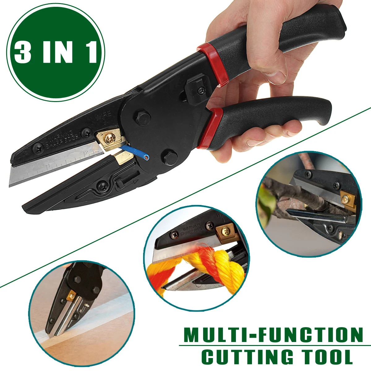 

3 In 1 Multifunction Cut Pliers Power Cutting Tool With Built-In Utility Wire Cutter Multi Tool Pliers Hand Tools Garden Pruning