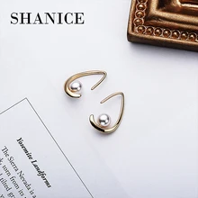 SHANICE, жемчужные геометрические серьги из серебра 925, модные ювелирные изделия для женщин, треугольные трендовые элегантные серебряные серьги для девочек