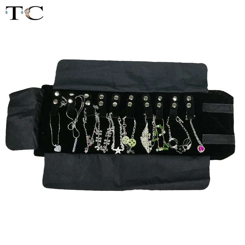 Модная черная бархатная сумка для ювелирных изделий, подвесной органайзер, сумка для хранения, переносная витрина для ожерелья