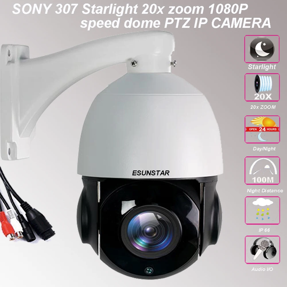 SONY 307 starlight Wireless 1080P 20x zoom PTZ speed dome ip camera SD slot p2p