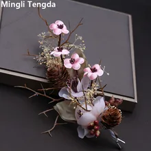 Искусственный свадебный цветок ананас лес свадебный головной убор вуалетки для женщин элегантные свадебные аксессуары Mingli Tengda