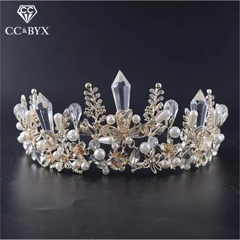 

CC tiaras and crowns hairbands luxury wedding hair accessories for bridal engagement crystal pearl engagement jewelry HG719