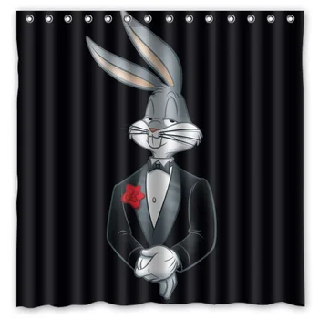 

Bugs Bunny Bath Shower Curtain 180x180cm Fashional Waterproof Polyester Bathroom Curtains Include 12 White Hooks