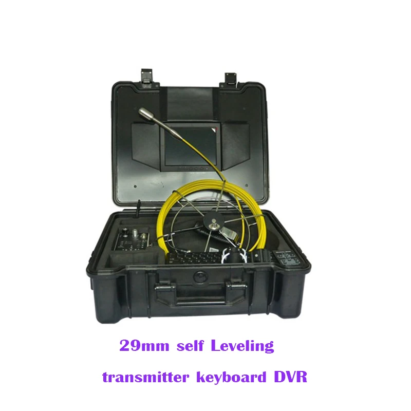 29mm self leveling balance pipe locating video inspection camera system keyboard DVR 8'LCD ABS Case sewer endoscope | Безопасность и