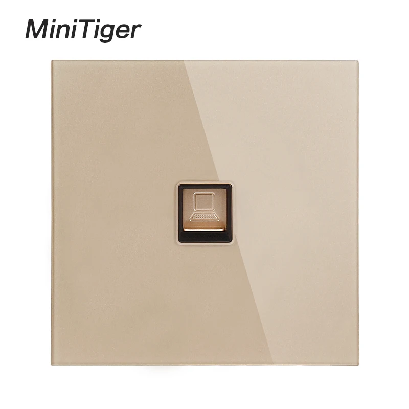 Белая Роскошная прозрачная панель Minitiger из закаленного стекла RJ45 Интернет разъем