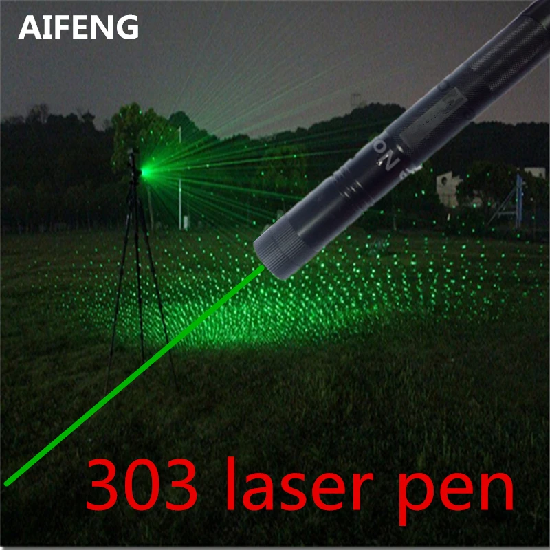 Зеленая лазерная указка AIFENG 303 нм 5 мВт ручка мощная со Звездной головкой