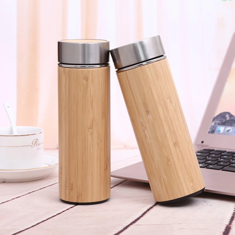UPORS 450 мл бамбуковый термос с заваркой чая из нержавеющей стали изолированный стакан для кофе Герметичная крышка кружка для путешествий ТЕРМОС BPA бесплатно