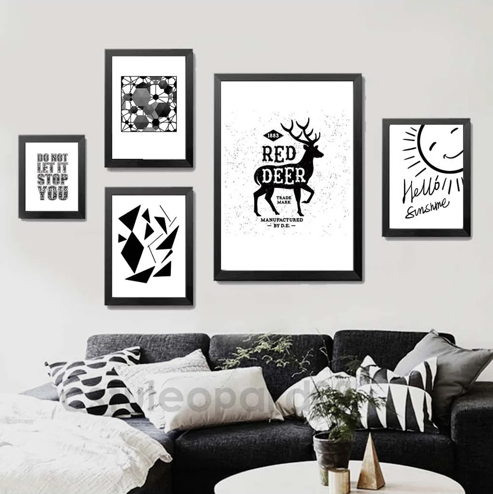 Geometry Minimalist Art Canvas Poster Print Black White Abstract Motivational Quote Picture for Modern Home Wall Decor FA033 | Дом и сад