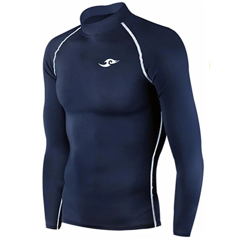 

New Premium Take Five Men's Compression Under Base Layer Top NAVY Tight Long Sleeve Shirts -003-