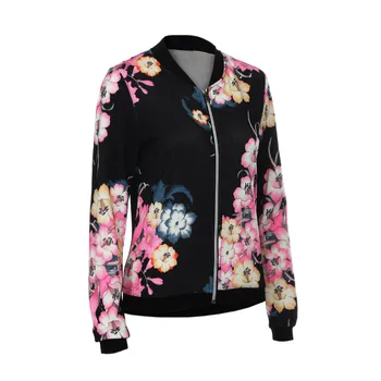 

Hot sale Womens Autumn Slim Jacket Coat Fashion Ladies Biker Celeb Camo Flower FLoral Print Zipper Up Bomber Jackets W625