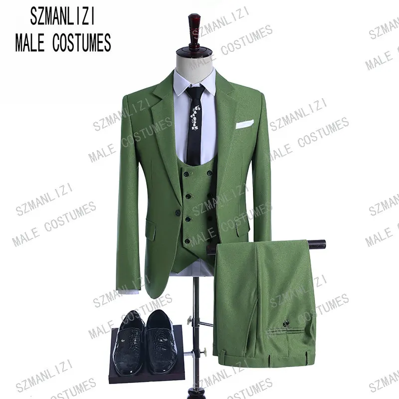 2019 Shiny Mint Green Men Suits Stylish Style Formal Wedding Prom Suit